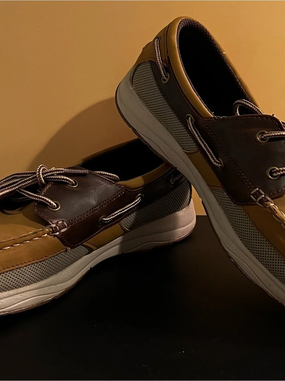 Dexter Men's Brown and Tan Boat Shoes with White Sole